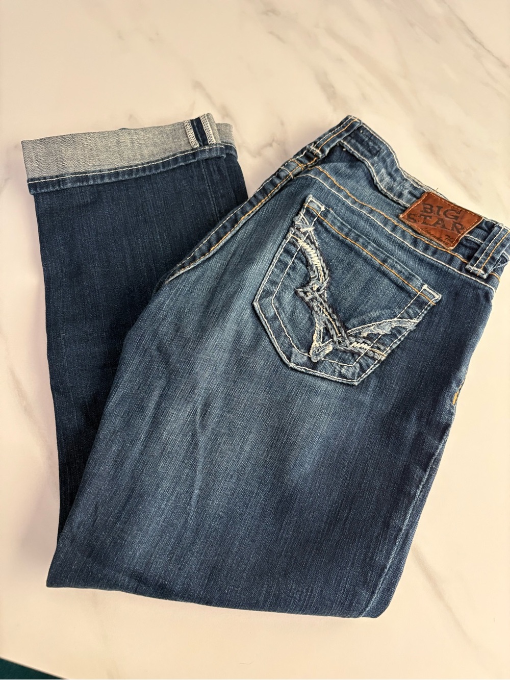 Big Star Women's Washed Blue Straight Leg Jeans